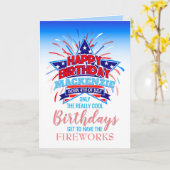 Whimsical Geboren am 4. Juli Happy Birthday Karte (Gelbe Blume)