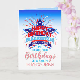 Whimsical Geboren am 4. Juli Happy Birthday Karte