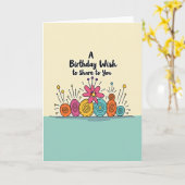 Whimsical Geburtstags-Doodle-Karte Karte (Gelbe Blume)