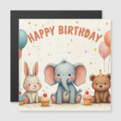 Whimsical Geburtstagsfreunde treffen sich hier Magnetkarte (Vorne/Hinten)