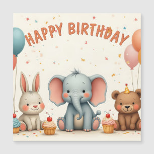 Whimsical Geburtstagsfreunde treffen sich hier Magnetkarte