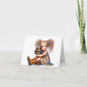 Whimsical gefleckter Dachshund  Karte