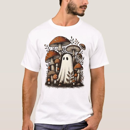 Whimsical Geist im Pilzwald Grafik T-Shirt (Vorderseite)