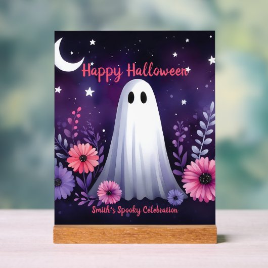 Whimsical Geist und Floral Spooky Pink Lila Acrylschild (Neutral)