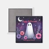 Whimsical Geist und Floral Spooky Pink Lila Magnet (Vorderseite/Rückseite)