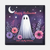 Whimsical Geist und Floral Spooky Pink Lila Magnet (Vorne)