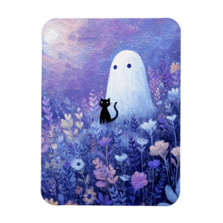 Whimsical Geist und Katze in Meadow flexibel Magnet