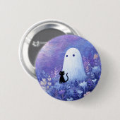 Whimsical Geist und Katze in Twilight Meadow Button (Vorne & Hinten)