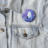 Whimsical Geist und Katze in Twilight Meadow Button (Beispiel)