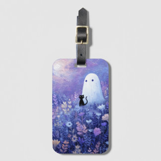 Whimsical Geist und Katze in Twilight Meadow Gepäckanhänger