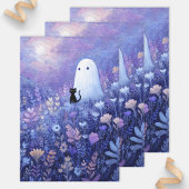 Whimsical Geist und Katze in Twilight Meadow Geschenkpapier Set