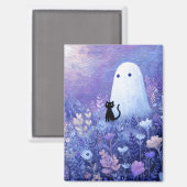 Whimsical Geist und Katze in Twilight Meadow Magnet (Vorderseite/Rückseite)