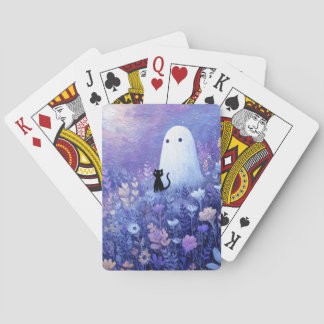 Whimsical Geist und Katze in Twilight Meadow Spielkarten