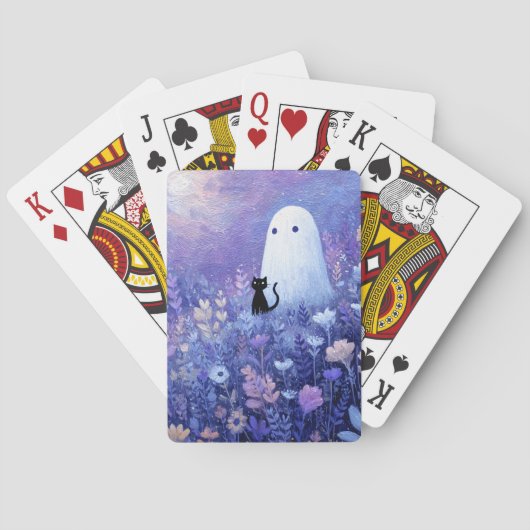 Whimsical Geist und Katze in Twilight Meadow Spielkarten (Rückseite)