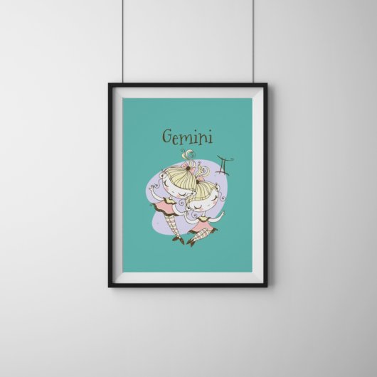 Whimsical Gemini Twin Girls Poster