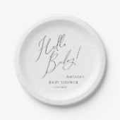 Whimsical Gender Neutral Hallo Baby! Babyparty Pappteller (Vorderseite)