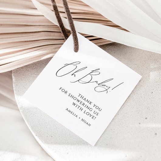 Whimsical Gender Neutral Oh Baby Dusche Vielen Dan Geschenkanhänger