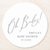 Whimsical Gender Neutral Oh Baby Runder Pappuntersetzer (Vorderseite)