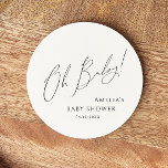 Whimsical Gender Neutral Oh Baby Runder Pappuntersetzer<br><div class="desc">Mit unserem skurrilen, geschlechtsneutralen oh Baby Rundpapier Untersetzer - perfekt für jede Jahreszeit, ob Herbst, Winter, Frühling oder Sommer! Dieser Untersetzer besticht durch ein boho-chic-Ambiente mit moderner, eleganter Kalligraphie und einem minimalistischen Schwarzweiß-Design. Es ist hübsch und einzigartig, mit einer Touch Vintagen Shabby Chic, das es perfekt für Jungen und Mädchen...</div>