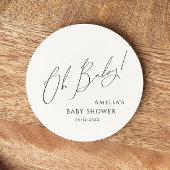 Whimsical Gender Neutral Oh Baby Runder Pappuntersetzer