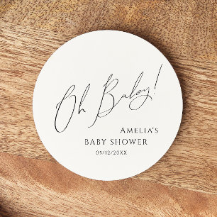 Whimsical Gender Neutral Oh Baby Runder Pappuntersetzer