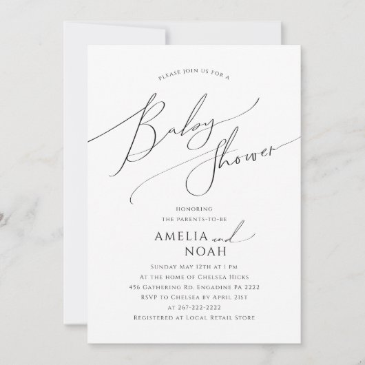 Whimsical Gender Neutral Paares Baby Dusche Einladung (Vorderseite)