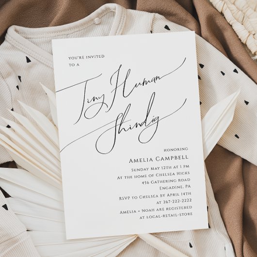 Whimsical Gender Neutral Tiny Human Baby Shower Einladung