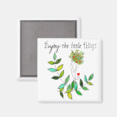 Whimsical genießen Sie die kleinen Dinge Birdie Magnet (Vorderseite/Rückseite)