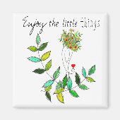 Whimsical genießen Sie die kleinen Dinge Birdie Magnet (Vorne)