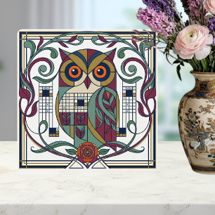 Whimsical Geometrische Art Nouveau-Blumenkeramik Fliese