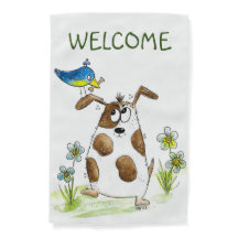 Whimsical Gepunktet Dog with Bird