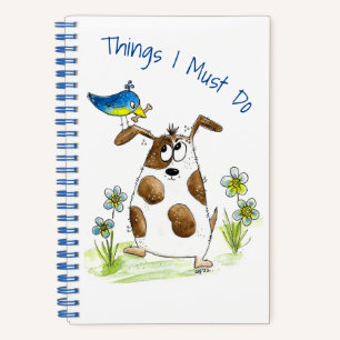Whimsical Gepunktet Dog with Bird Notizblock