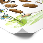 Whimsical Gepunktet Dog with Bird Poster (Ecke)