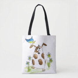 Whimsical Gepunktet Dog with Bird Tasche