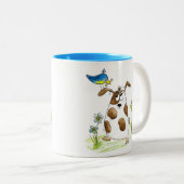 Whimsical Gepunktet Dog with Bird Zweifarbige Tasse (VorderseiteRechts)