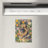 Whimsical German Shepherd in a Flower Garden Magnet (In Situ (Geschirrspüler))