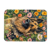 Whimsical German Shepherd in a Flower Garden Magnet (Horizontal)
