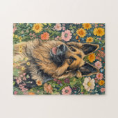 Whimsical German Shepherd in a Flower Garden Puzzle (Horizontal)