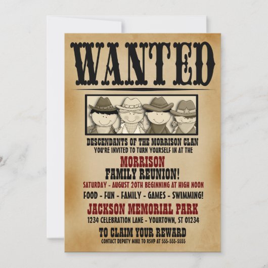 Whimsical Gewollt Poster Family Wiedersehen Einlad Einladung (Vorderseite)