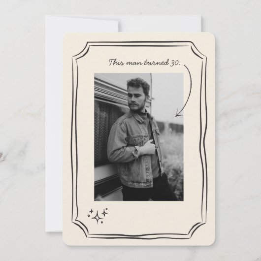 Whimsical gezeichnet Funky Cheers Beers 30. Geburt Einladung (Rückseite)