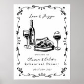 Whimsical Gezeichnet Pizza Probe Abendessen Unterk Poster (Vorne)