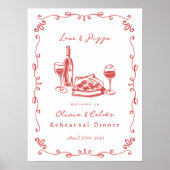 Whimsical Gezeichnet Pizza Probe Abendessen Unterk Poster (Vorne)