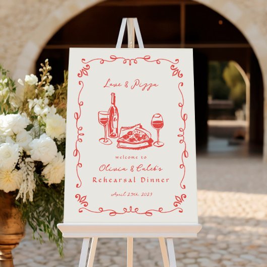 Whimsical Gezeichnet Pizza Probe Abendessen Unterk Poster