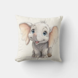 Whimsical Ghibli Inspiriert Baby Elephant Art Prin Kissen
