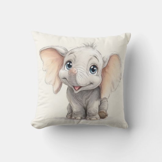 Whimsical Ghibli Inspiriert Baby Elephant Art Prin Kissen (Vorderseite)