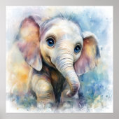 Whimsical Ghibli Inspiriert Baby Elephant Art Prin Poster (Vorne)
