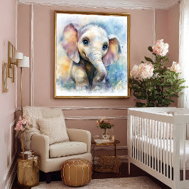Whimsical Ghibli Inspiriert Baby Elephant Art Prin Poster