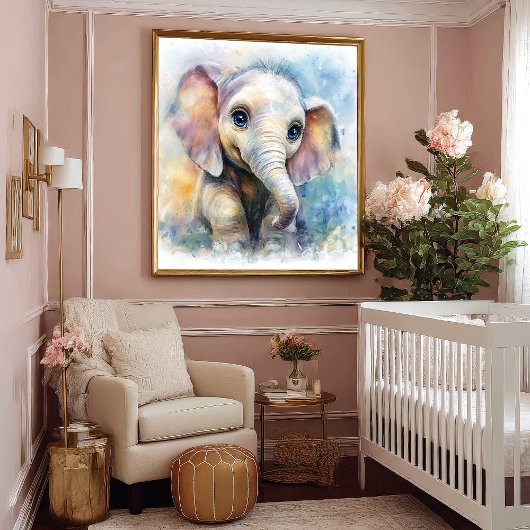 Whimsical Ghibli Inspiriert Baby Elephant Art Prin Poster