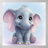 Whimsical Ghibli Inspiriert Baby Elephant Art Prin Poster (Vorne)