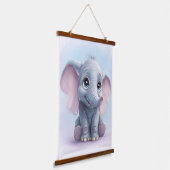 Whimsical Ghibli Inspiriert Baby Elephant Art Prin Wandteppich Mit Holzrahmen (Gewinkelt)